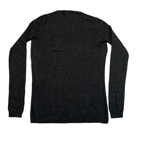 Whistles Sweater Womens 6 Black Etoiles Metallic Shiny Soft Cozy Crewneck - Picture 2 of 9